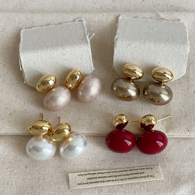 Panda Dama-Bead Faux Pearl Alloy Drop Earring