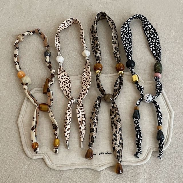 Panda Dama-Beaded Scarfed Necklace