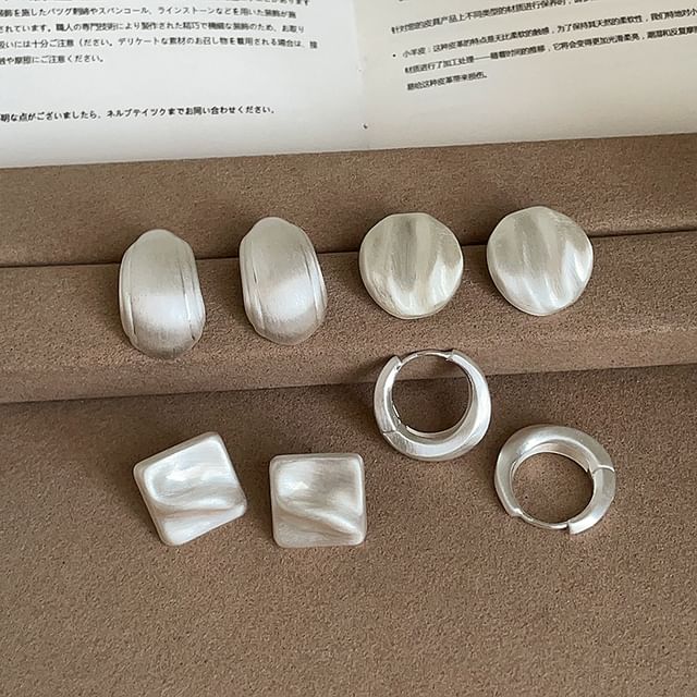 Panda Dama-Brushed Alloy Open Hoop Earring Disc Stud Earring Square Stud Earring Hoop Earring