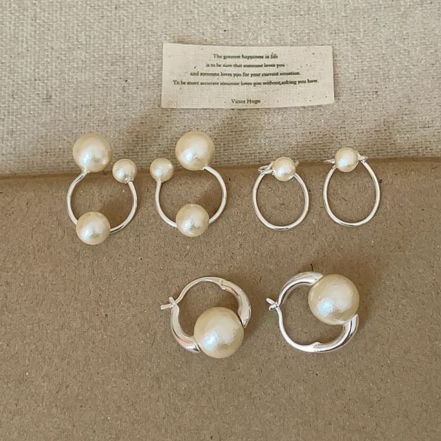 Panda Dama-Cotton Pearl Ear Cuff Hoop Earring Drop Earring