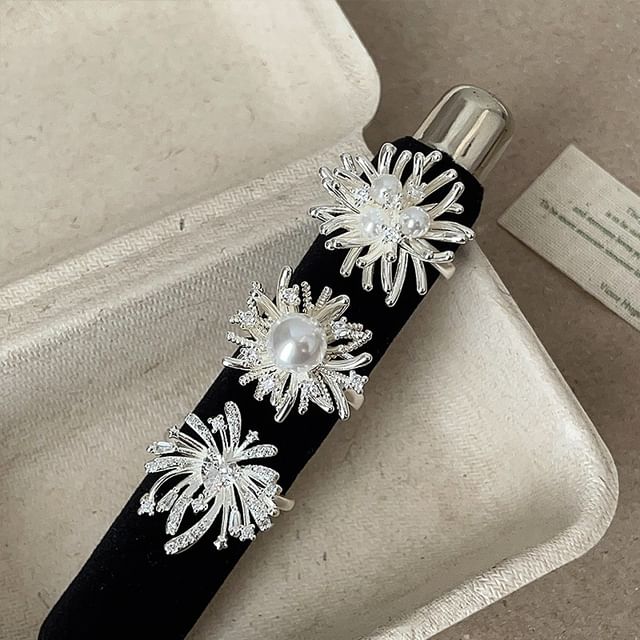 Panda Dama-CZ Faux Pearl Firework Ring