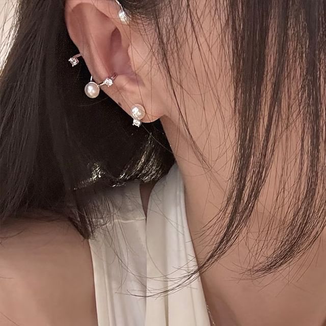 Panda Dama-Faux Pearl Rhinestone Alloy Hook Earring Ear Cuff Various Designs