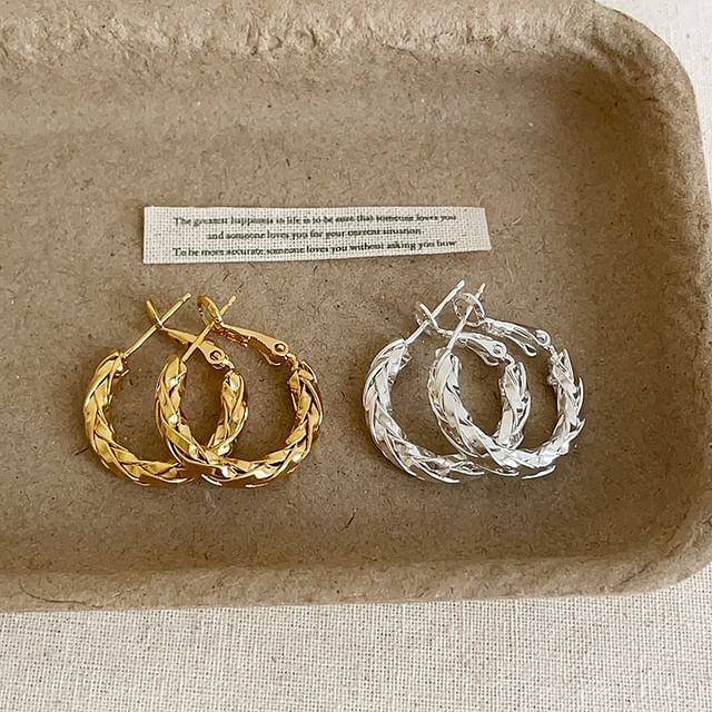 Panda Dama-Faux Woven Alloy Hoop Earring