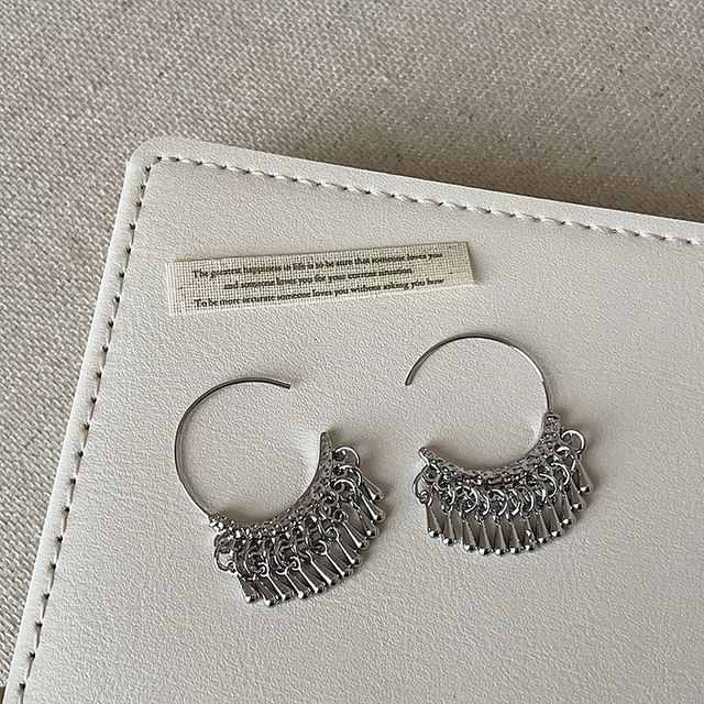 Panda Dama-Fringed Alloy Open Hoop Earring