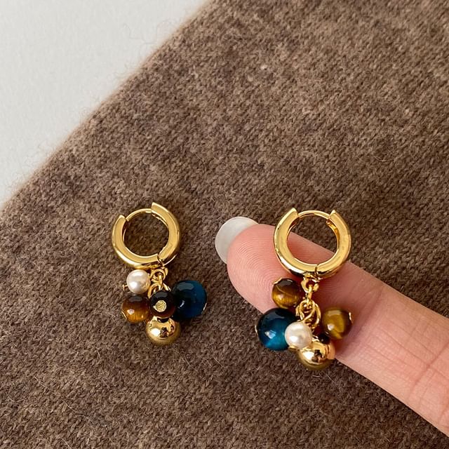 Panda Dama-Gemstone Bead Alloy Dangle Earring