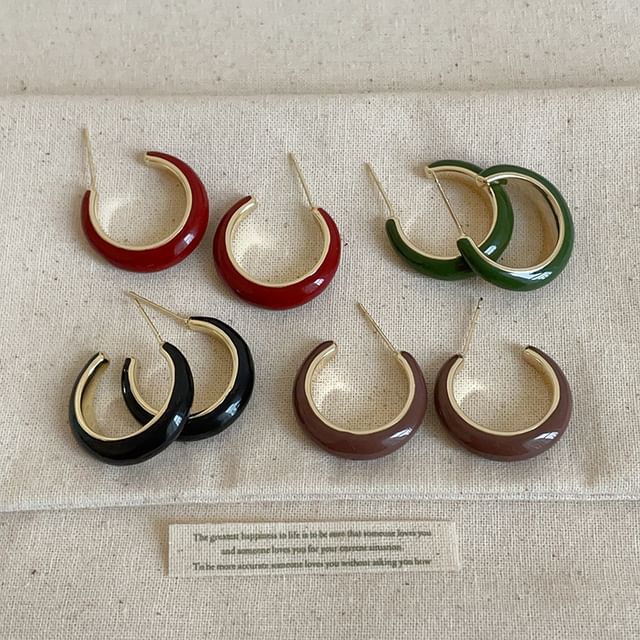 Panda Dama-Glaze Alloy Open Hoop Earring