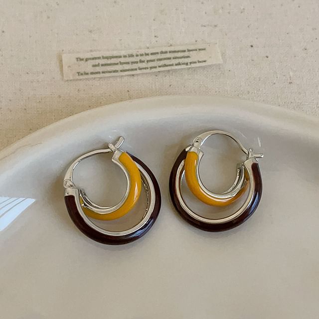 Panda Dama-Glaze Layered Alloy Hoop Earring