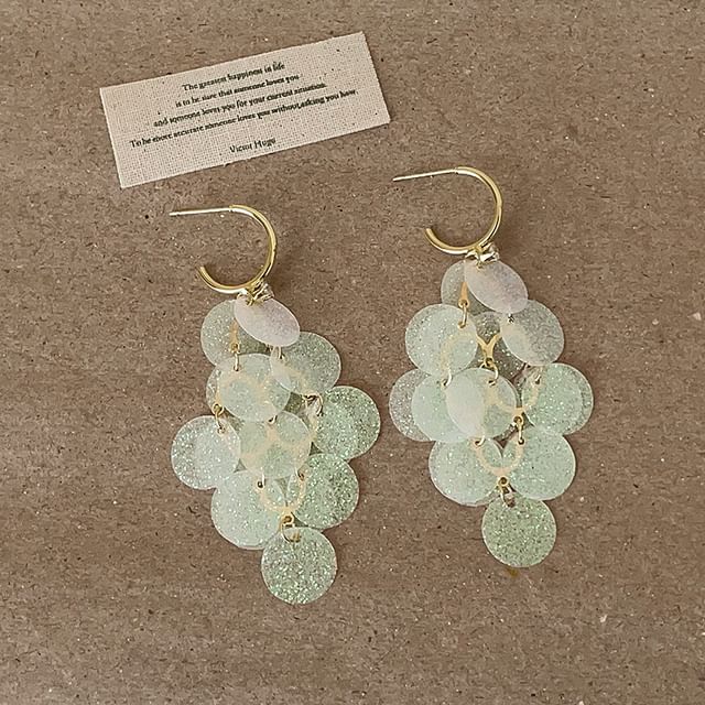 Panda Dama-Glitter Disc Drop Hook Earring