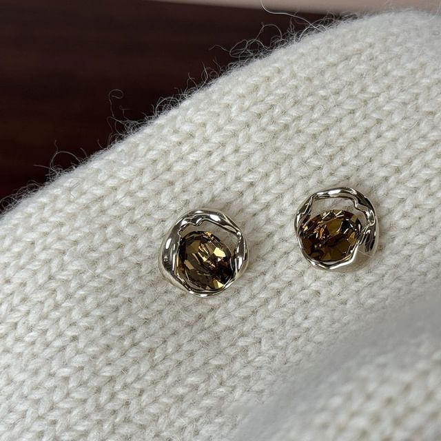 Panda Dama-Irregular Rhinestone Alloy Stud Earring