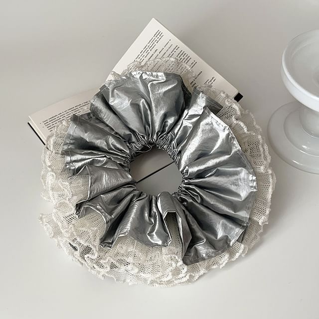 Panda Dama-Lace Trim Hair Scrunchie