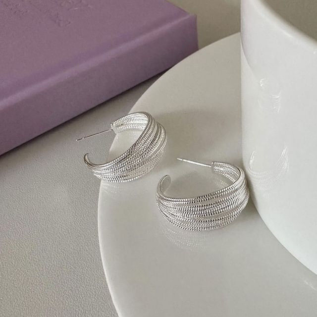 Panda Dama-Layered Alloy Open Hoop Earring
