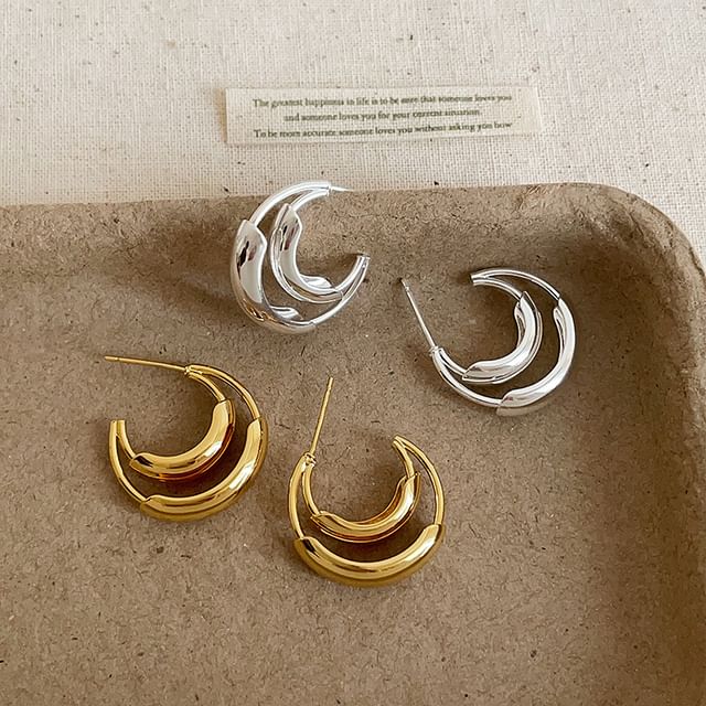 Panda Dama-Layered Polished Alloy Open Hoop Earring