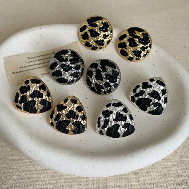 Panda Dama-Leopard Print Alloy Disc Earring Triangle Earring