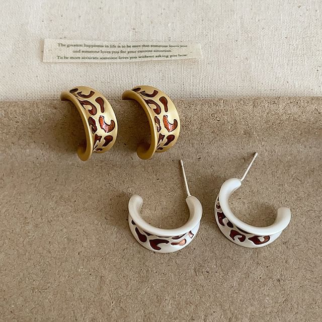 Panda Dama-Leopard Print Alloy Open Hoop Earring