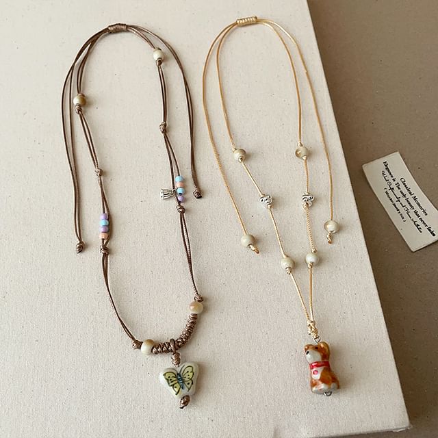 Panda Dama-Pendant Bead String Necklace