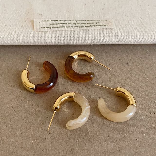 Panda Dama-Resin Alloy Open Hoop Earring