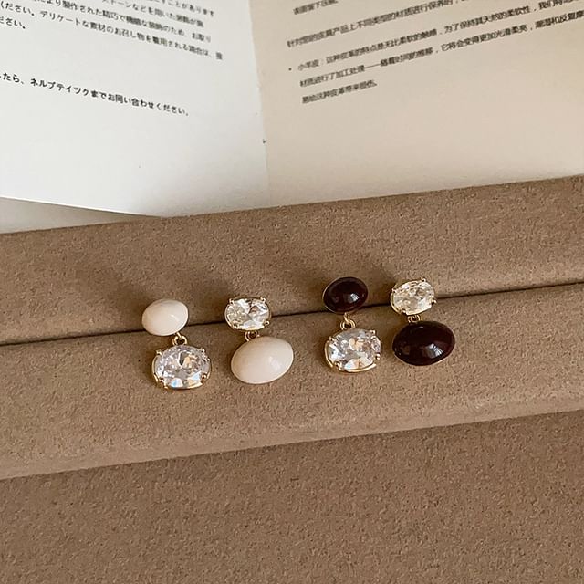 Panda Dama-Rhinestone Glaze Alloy Drop Earring