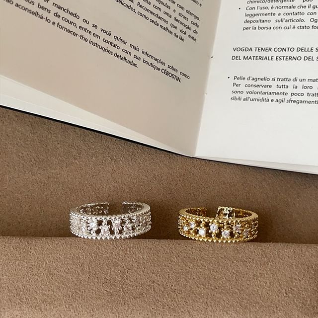 Panda Dama-Rhinestone Hollowed Open Ring