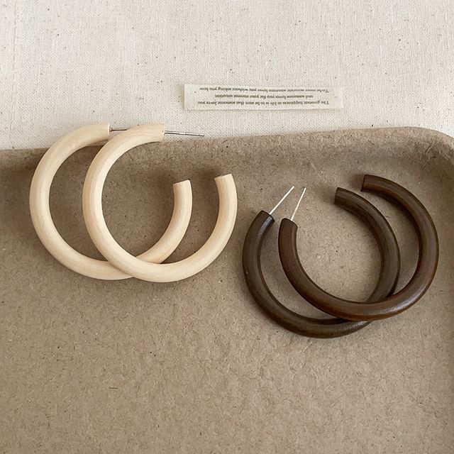 Panda Dama-Wooden Open Hoop Earring
