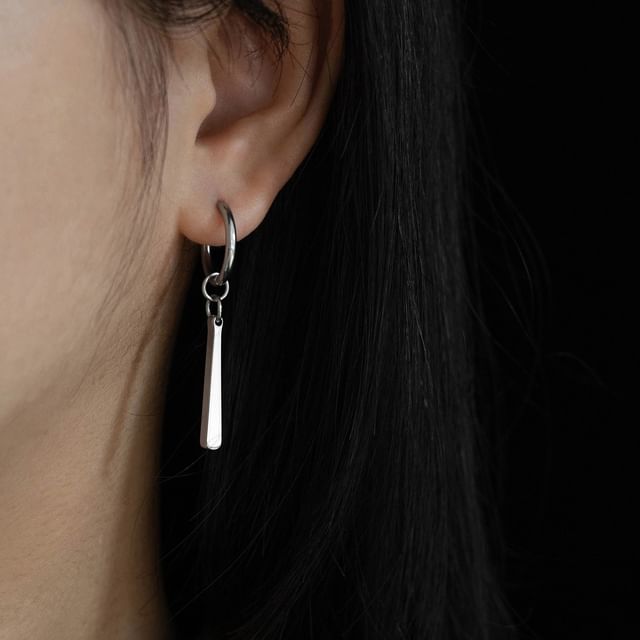 PANGU-Bar Hoop Drop Earring Clip On Earring