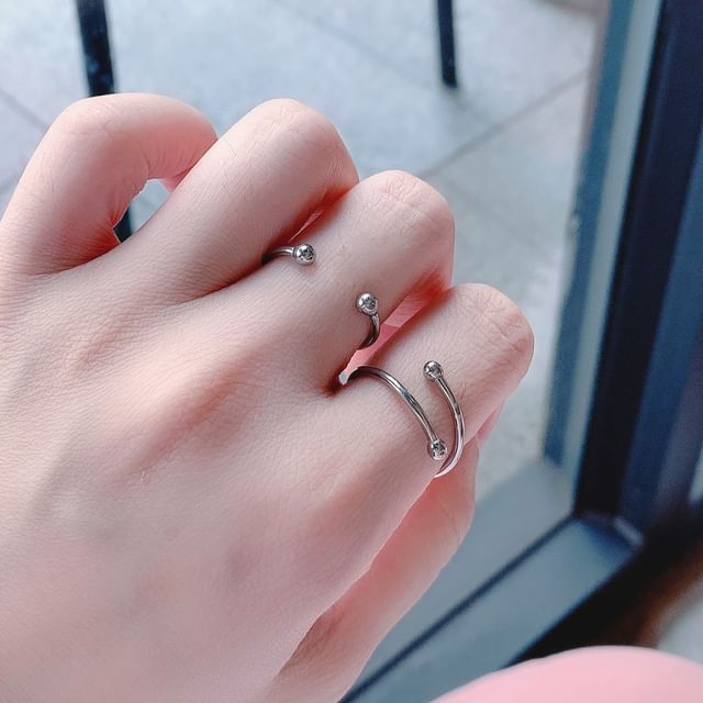 PANGU-Bead Stainless Steel Open Ring