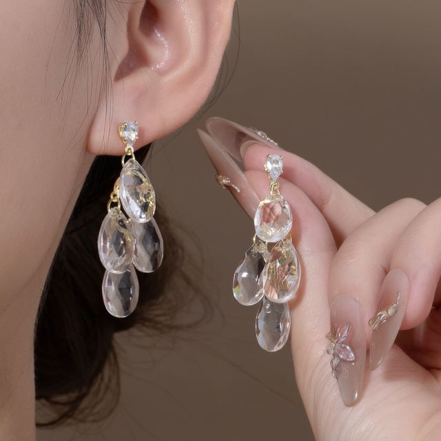 PANGU-Faux Crystal Alloy Statement Earring