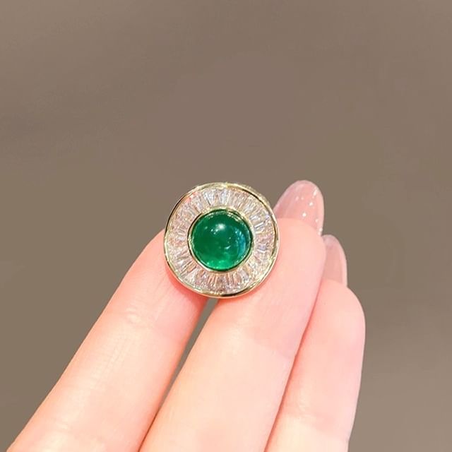 PANGU-Gemstone Disc Brooch