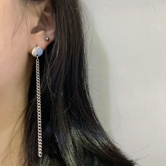 PANGU-Geometric Stainless Steel Chain Dangle Earring
