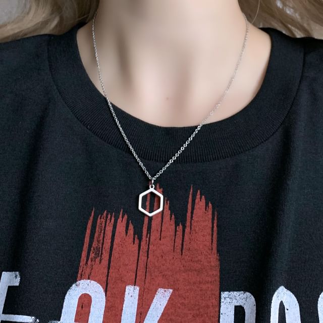 PANGU-Hexagon Pendant Stainless Steel Necklace