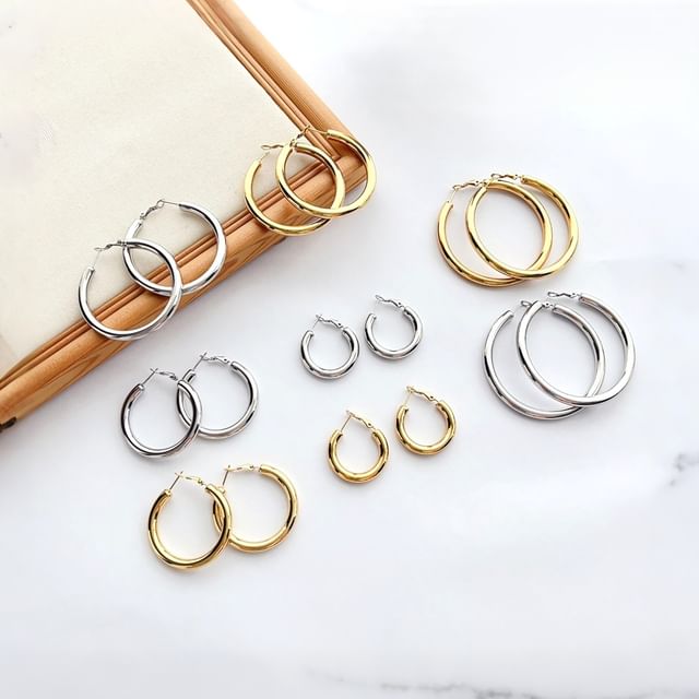 PANGU-Metallic Hoop Earring
