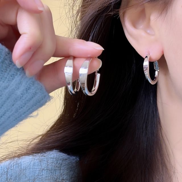 PANGU-Polished Alloy Hoop Earring Various Designs