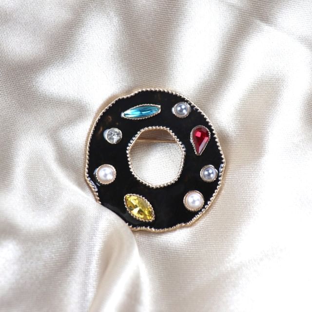 PANGU-Rhinestone Faux Pearl Brooch