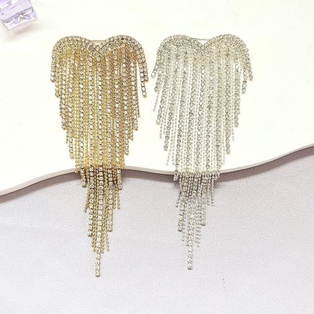 PANGU-Rhinestone Fringed Brooch