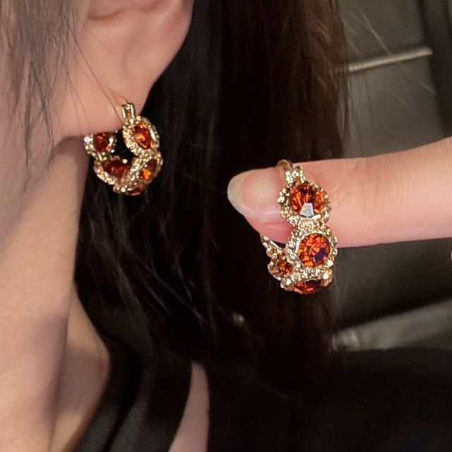 PANGU-Rhinestone Hoop Earring
