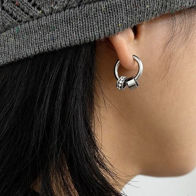 PANGU-Rhinestone Hoop Earring