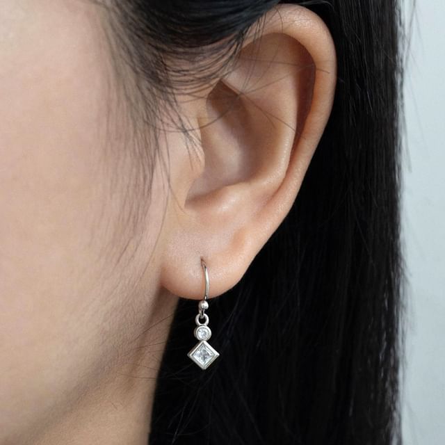 PANGU-Square Rhinestone Alloy Drop Earring