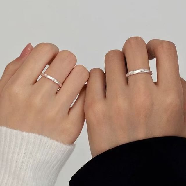 Parskletie-Couple Matching Twisted Alloy Open Ring Various Designs Set
