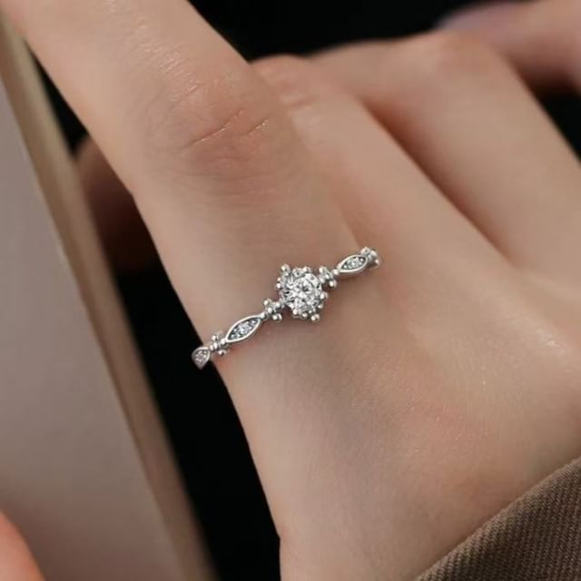 Parskletie-Rhinestone Alloy Open Ring