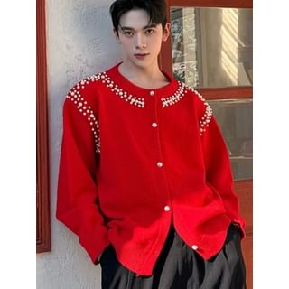 Patow-Beaded Plain Cardigan