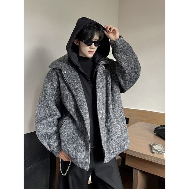 Patow-Collared Hood Mock Two Piece Zip Jacket