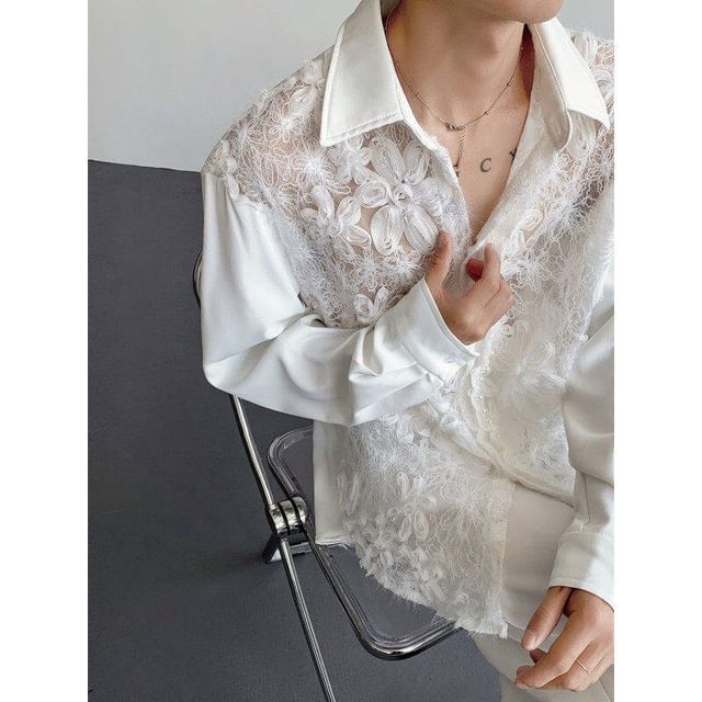 Patow-Long-Sleeve Lace Shirt