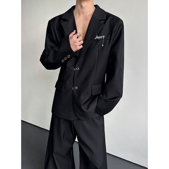Patow-Notch Lapel Plain Buckle Blazer