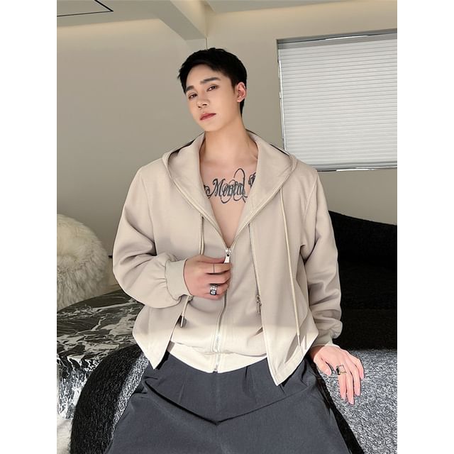 Patow-Plain Mock Two Piece Zip Hoodie