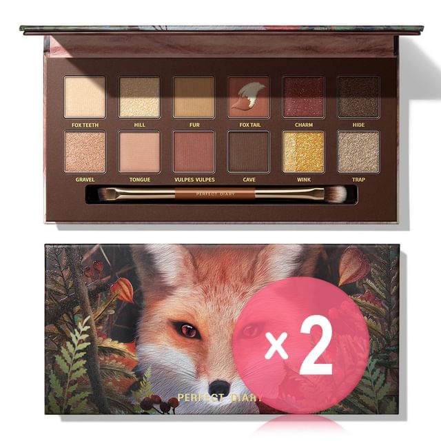 PERFECT DIARY-Explorer Eyeshadow Palette - Red Fox 2pcs Bundle Set