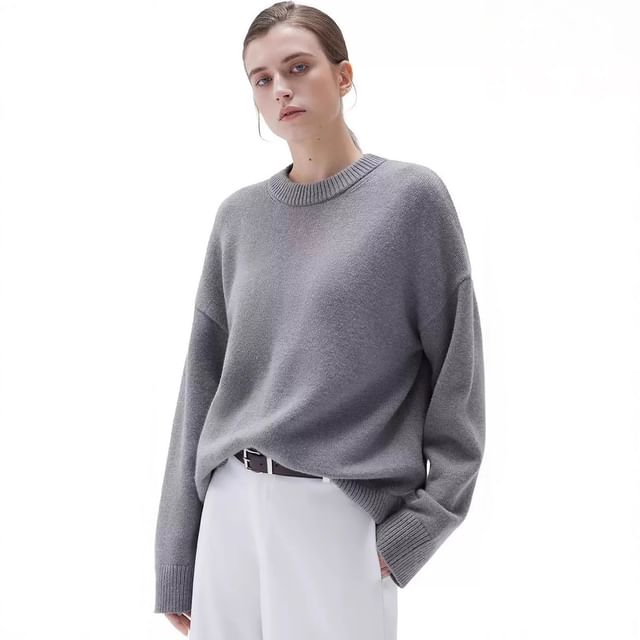 PERKARP-Crew Neck Plain Sweater