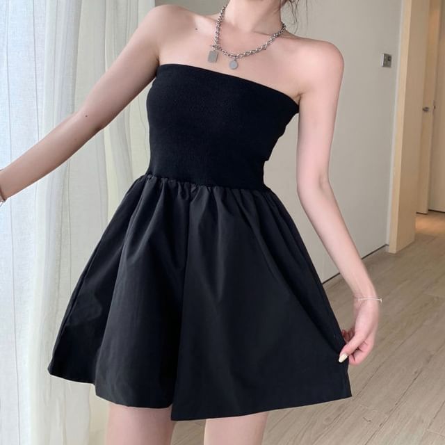 PERKARP-Plain Panel Tube Romper