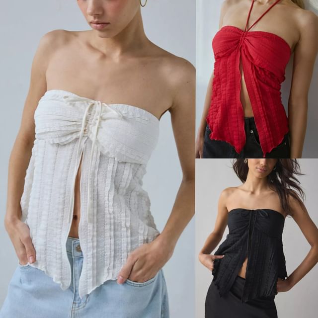 PERKARP - Plain Slit Drawstring Tube Top | YesStyle