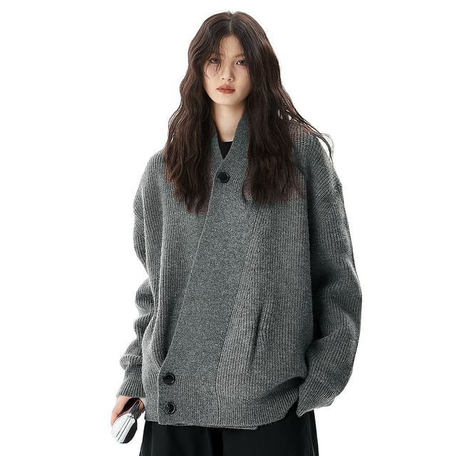 PERKARP-V-Neck Plain Cardigan
