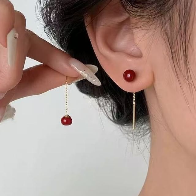 pexrl jewelry-925 Sterling Silver Bead Dangle Earring