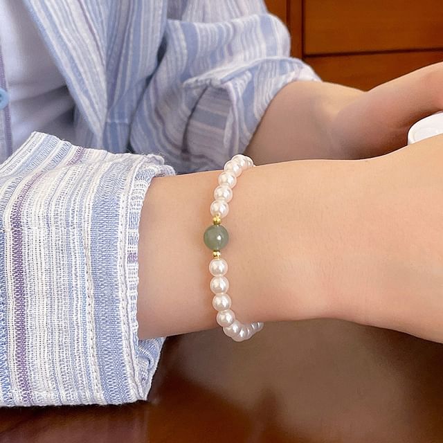 pexrl jewelry-925 Sterling Silver Beaded Bracelet